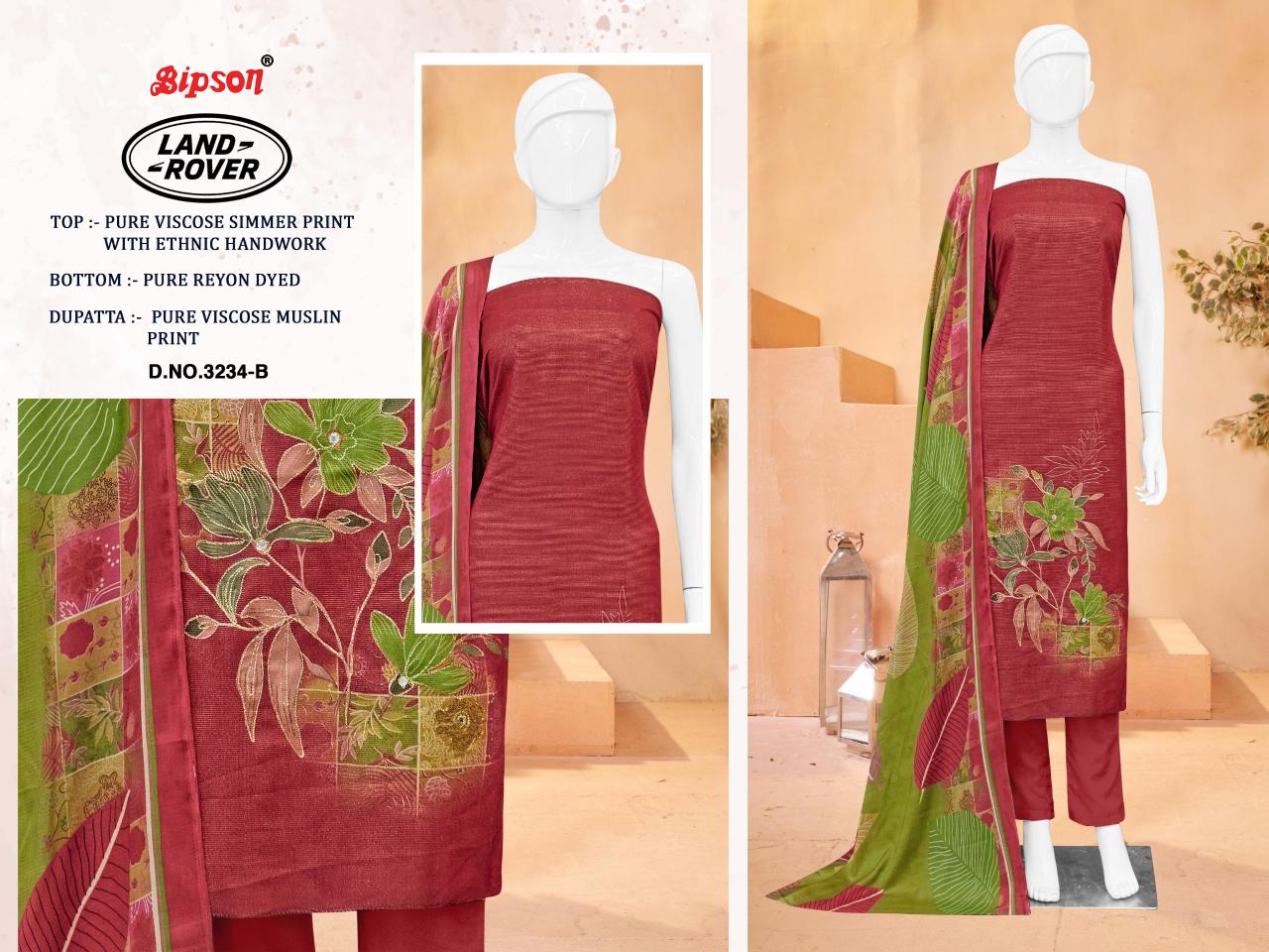 Bipson prints land rover 3234 viscose simmer print wholesale market in mumbai for dress materials