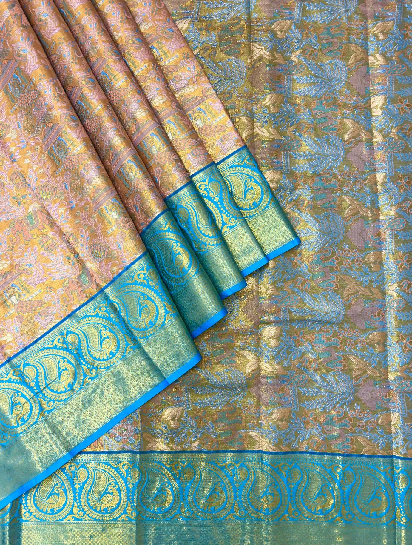 Bridal silk pushpa-vol-1 kanjivaram semi silk sarees & contrast khaddi border surat wholesale saree market