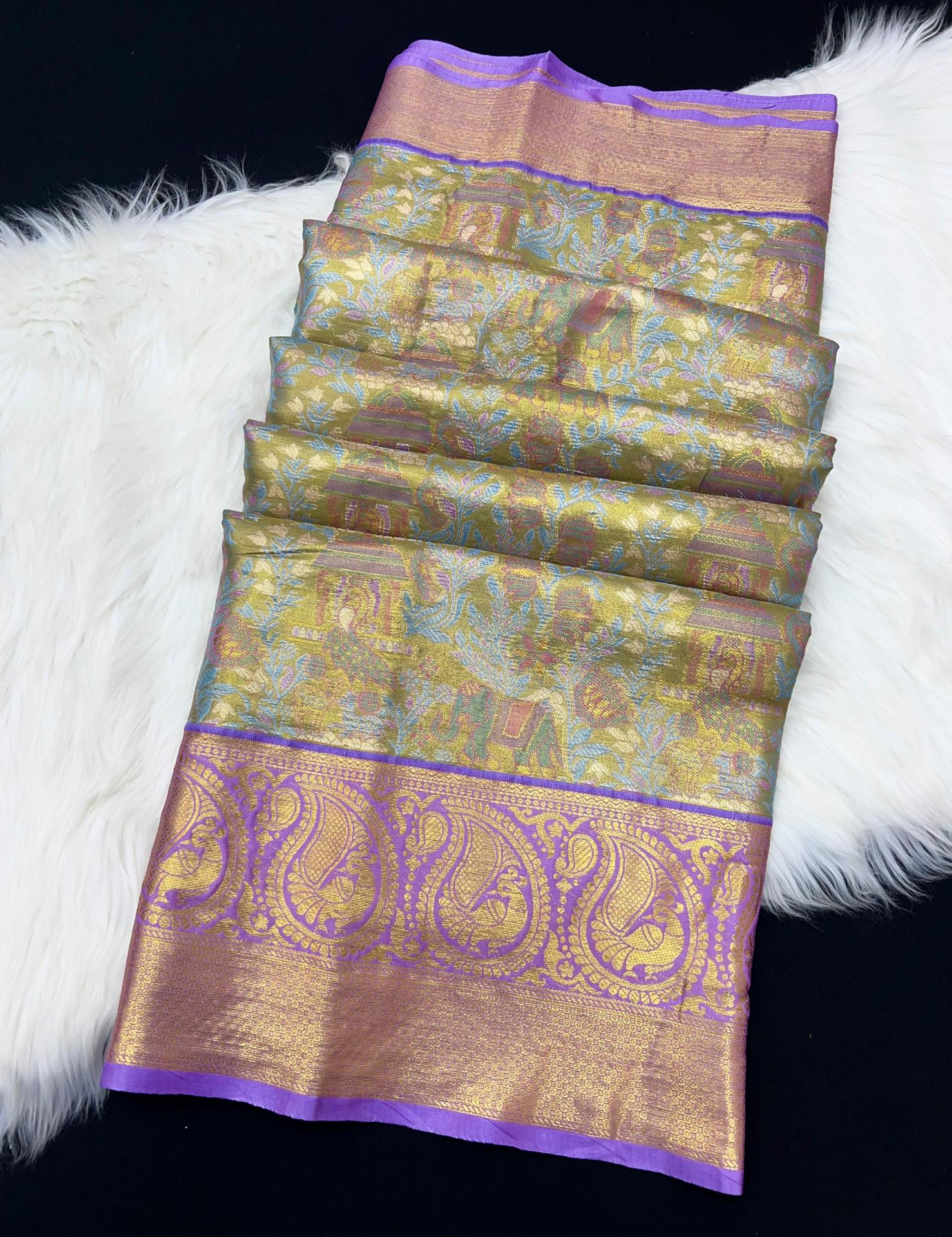 Bridal silk pushpa-vol-1 kanjivaram semi silk sarees & contrast khaddi border surat wholesale saree market