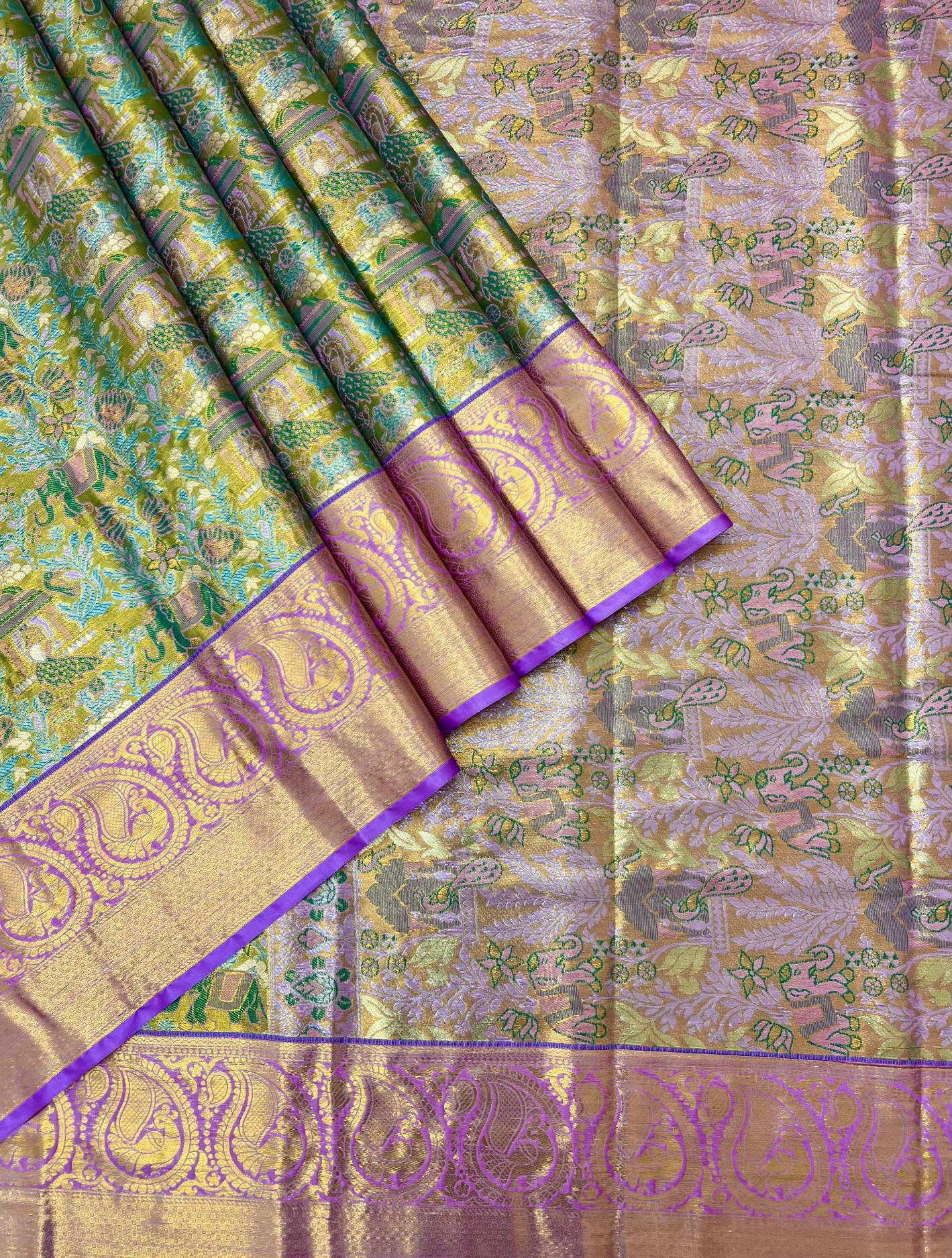 Bridal silk pushpa-vol-1 kanjivaram semi silk sarees & contrast khaddi border surat wholesale saree market