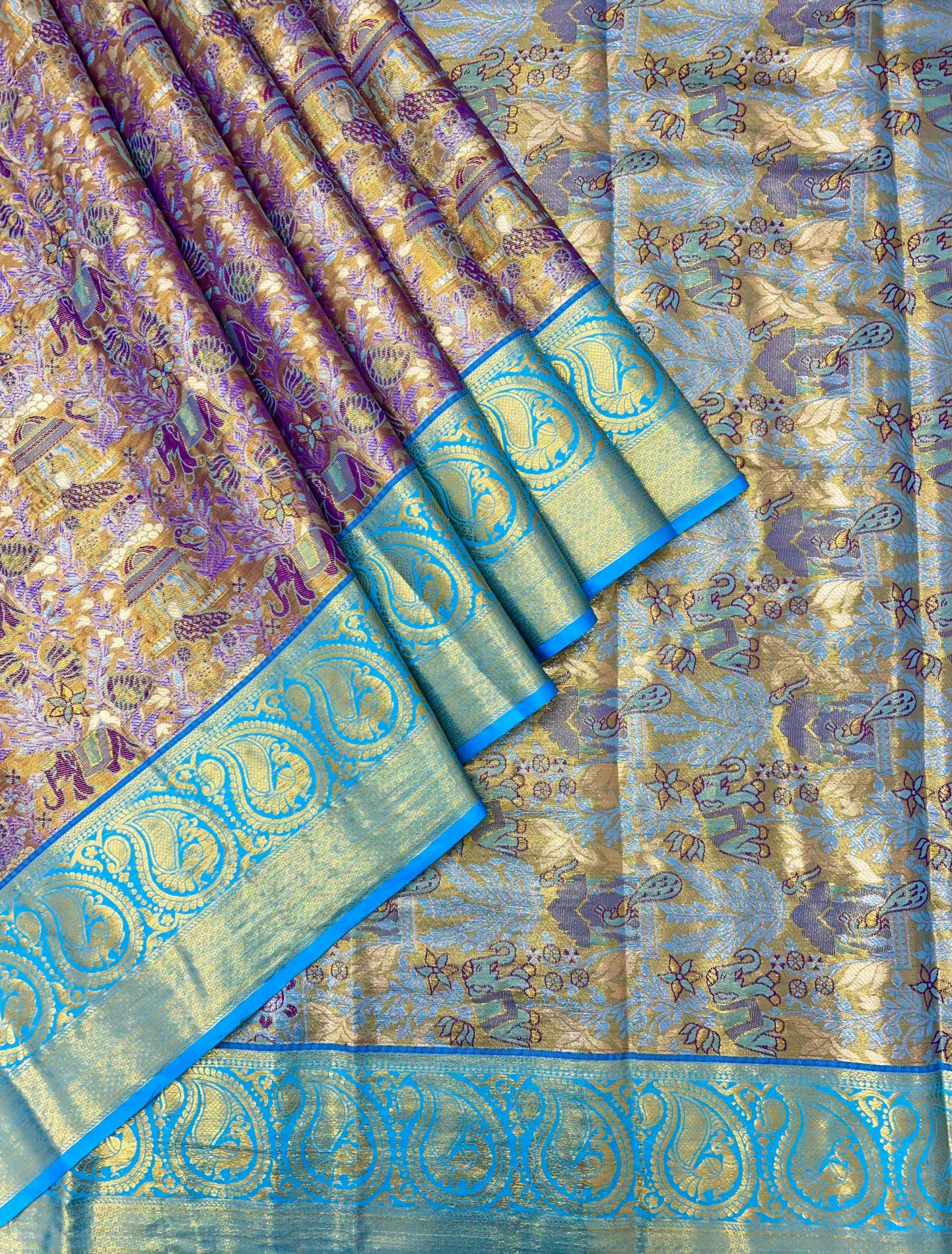Bridal silk pushpa-vol-1 kanjivaram semi silk sarees & contrast khaddi border surat wholesale saree market