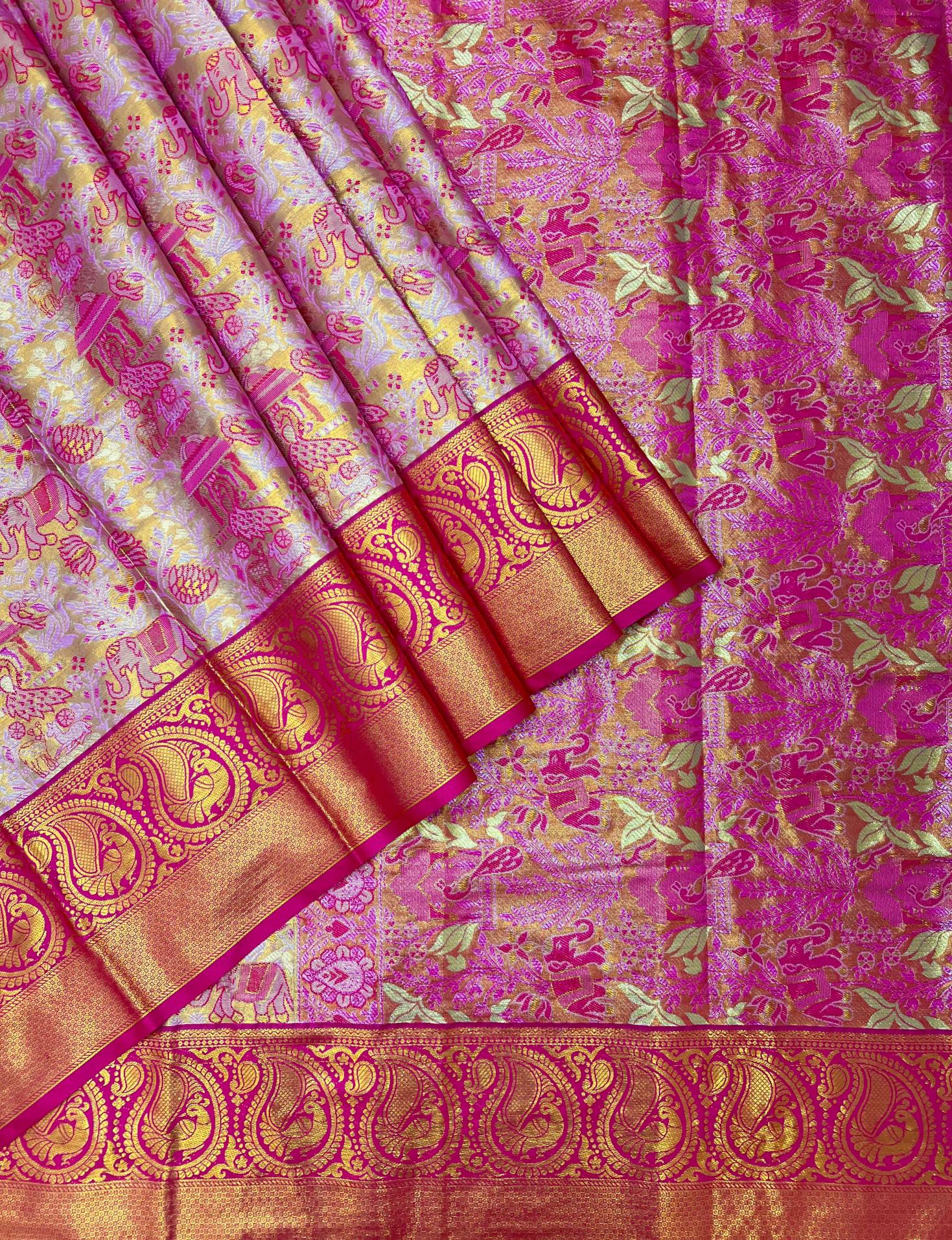 Bridal silk pushpa-vol-1 kanjivaram semi silk sarees & contrast khaddi border surat wholesale saree market