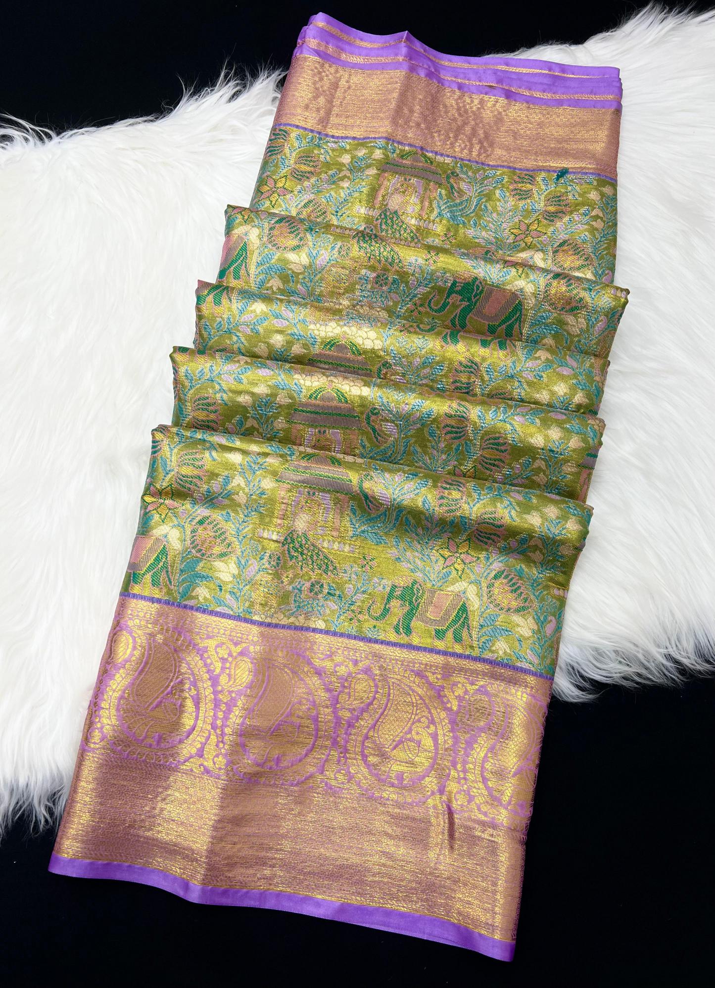 Bridal silk pushpa-vol-1 kanjivaram semi silk sarees & contrast khaddi border surat wholesale saree market