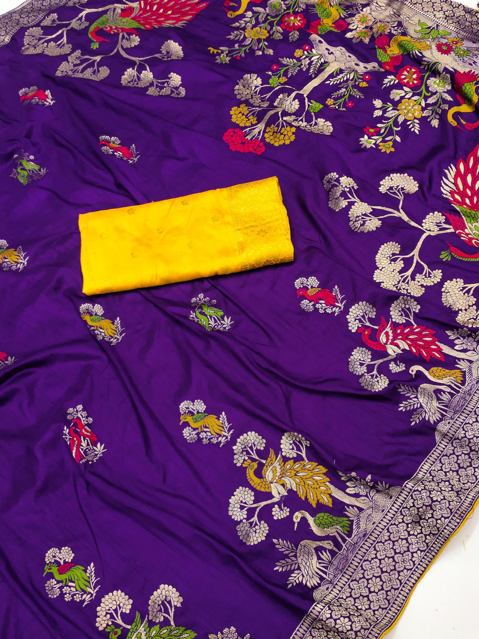 Dolla morni viscose dolla silk meenakari contrast blouse wholesale saree market in surat with price
