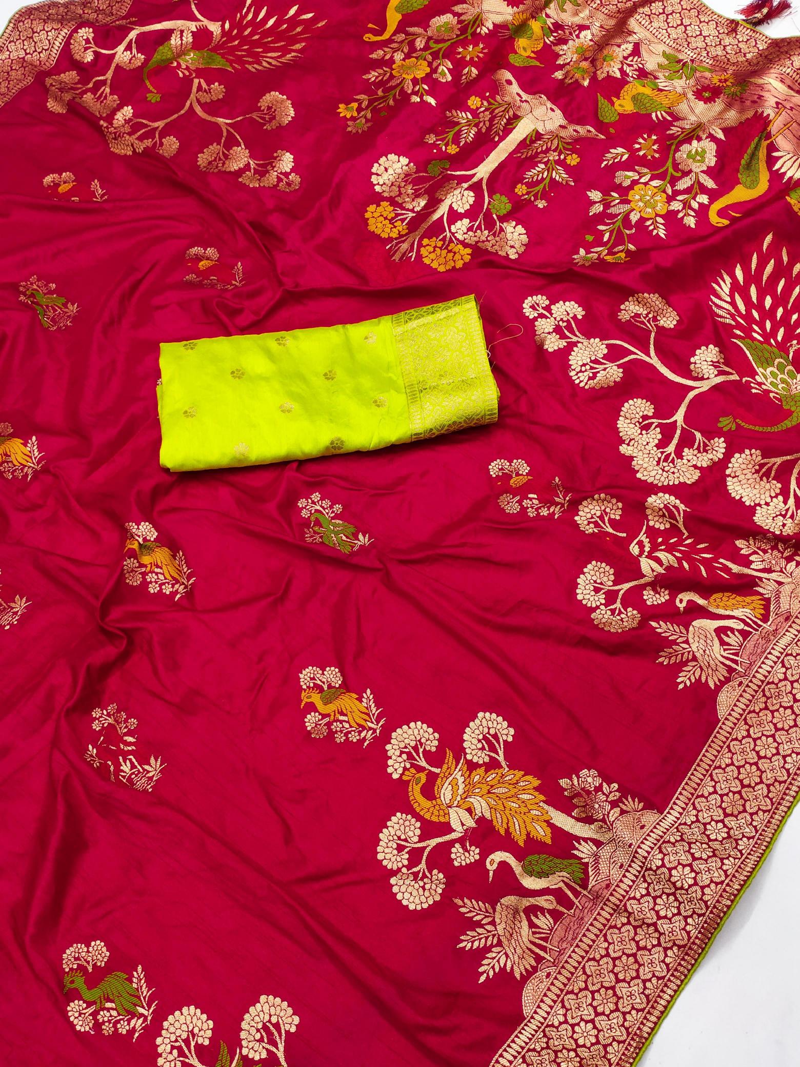 Dolla morni viscose dolla silk meenakari contrast blouse wholesale saree market in surat with price