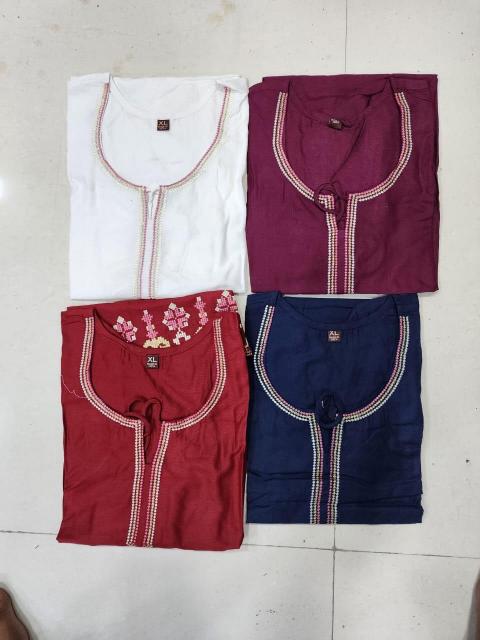 Embroidery work heavy reyon short tops branded kurtis wholesale