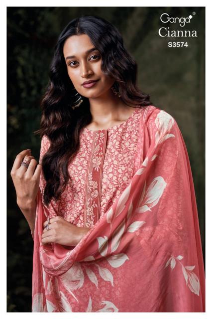 Ganga cianna 3574 cotton printed wholesale market in mumbai for dress materials