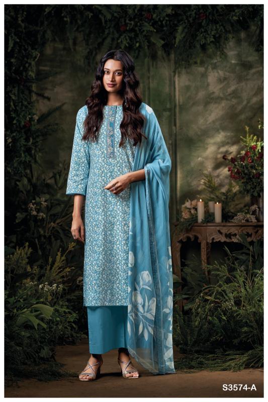 Ganga cianna 3574 cotton printed wholesale market in mumbai for dress materials