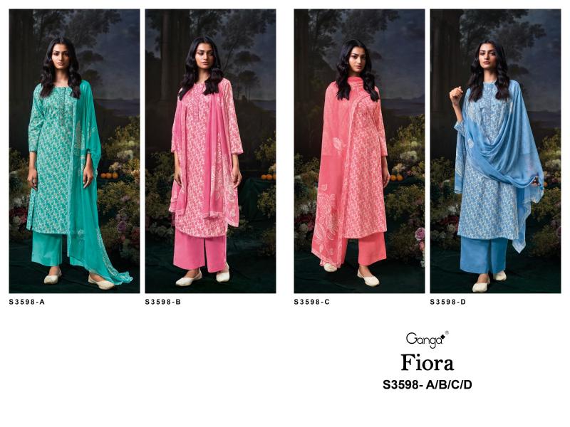 Ganga fiora 3598 cotton printed dress material wholesale market