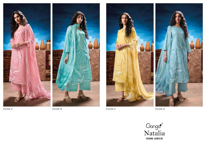 Ganga natalia 3306 cotton printed wholesale market in mumbai for dress materials