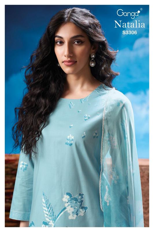 Ganga natalia 3306 cotton printed wholesale market in mumbai for dress materials