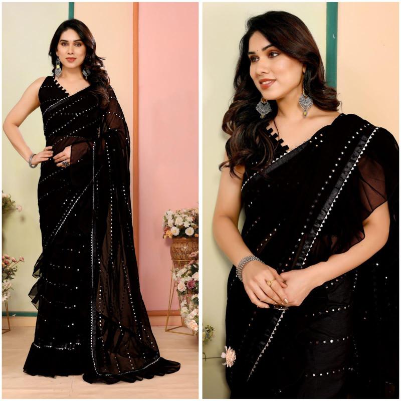 GC soft georgette silk surat sarees with blouse wholesale market 