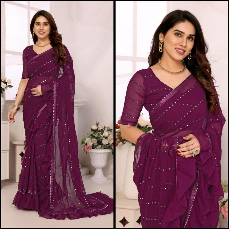 GC soft georgette silk surat sarees with blouse wholesale market 
