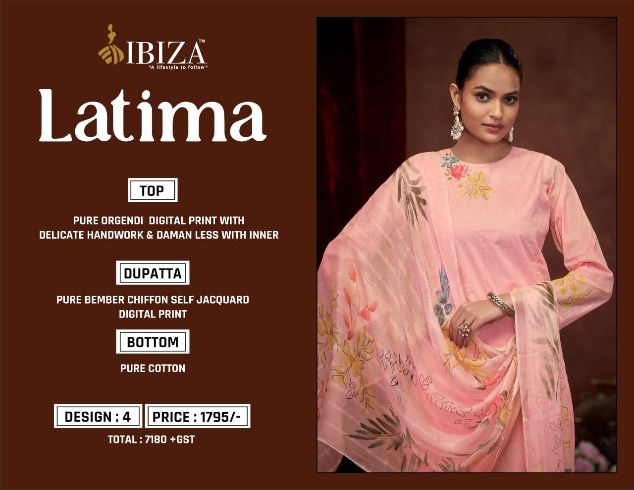 Ibiza latima orgendi digital print surat dress material wholesale market online