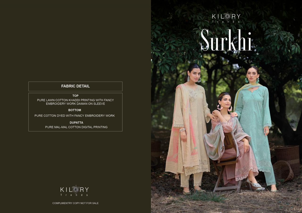Kilory trends surkhi cotton khadi print wholesale dress material market in ahmedabad