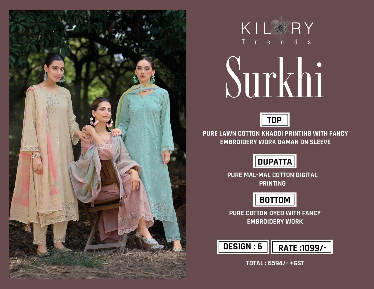 Kilory trends surkhi cotton khadi print wholesale dress material market in ahmedabad