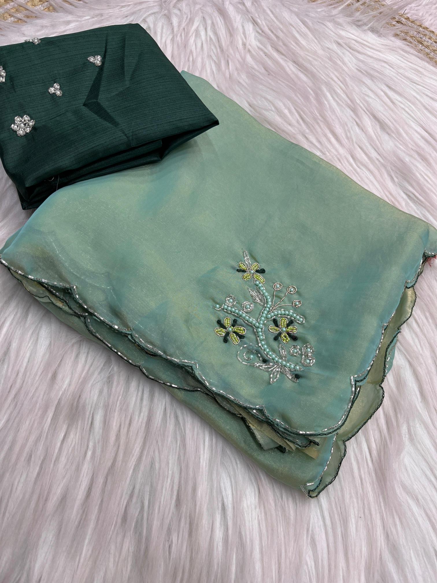 Mahaveer silks fendi chiffon handwork designer surat wholesale saree market