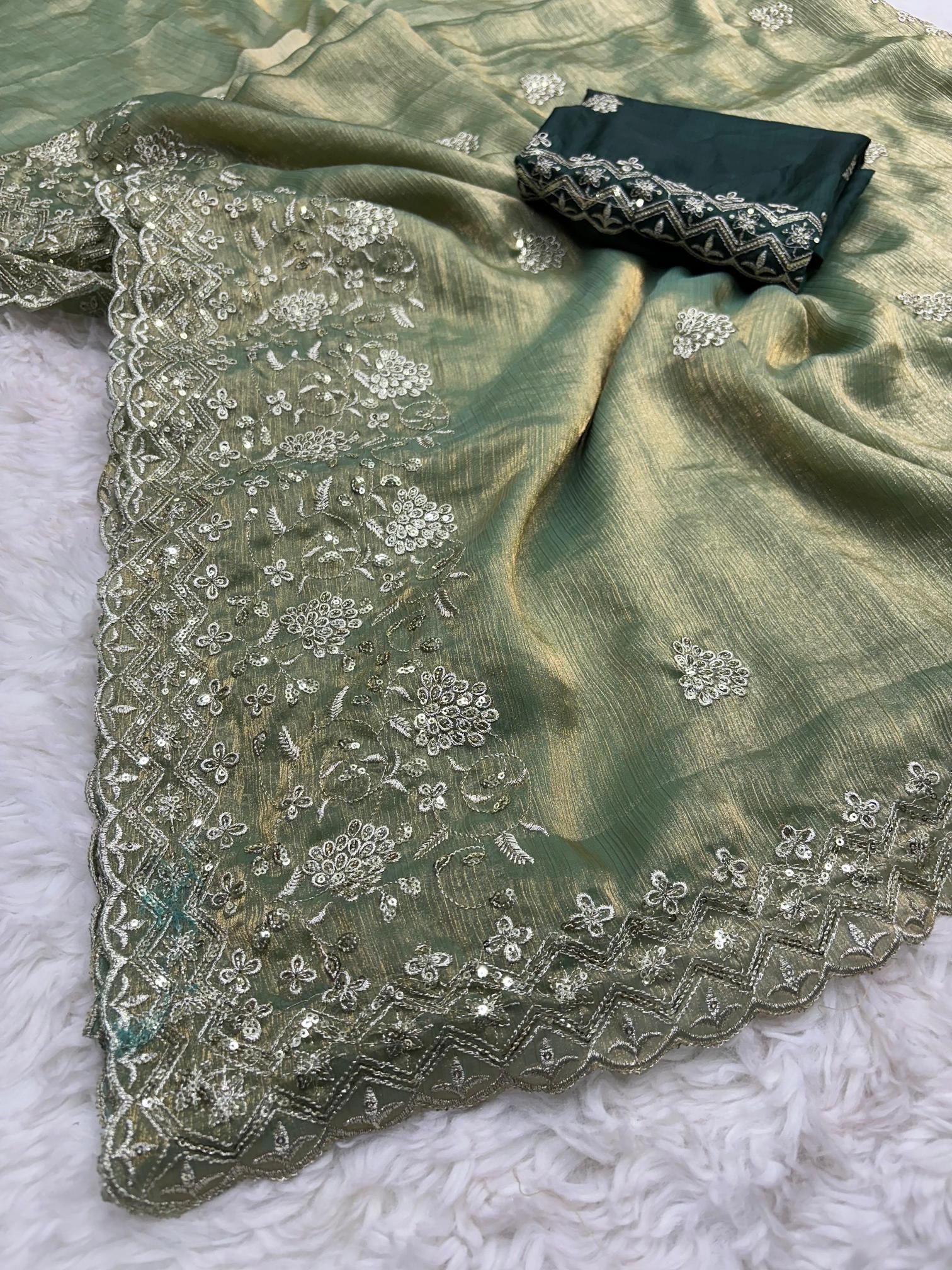 Mahaveer silks fendi chiffon handwork designer surat wholesale saree market