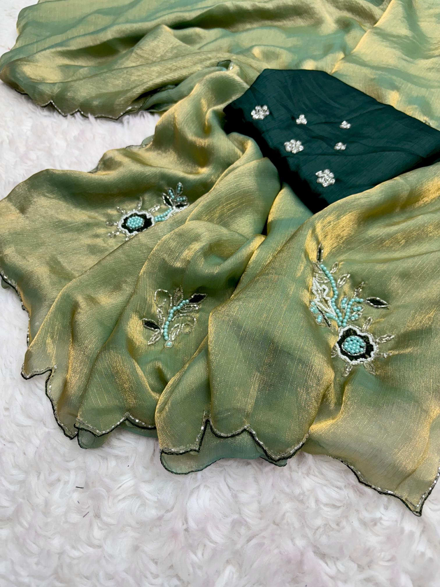 Mahaveer silks fendi chiffon handwork designer surat wholesale saree market