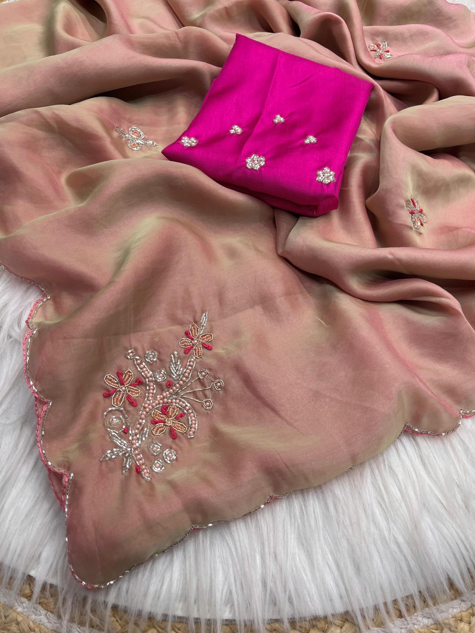 Mahaveer silks fendi chiffon handwork designer surat wholesale saree market