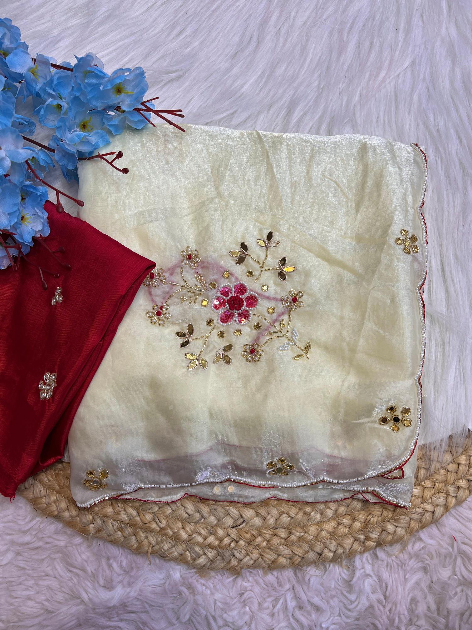 Mahaveer silks fendi satin intricate handwork butta surat saree wholesale market
