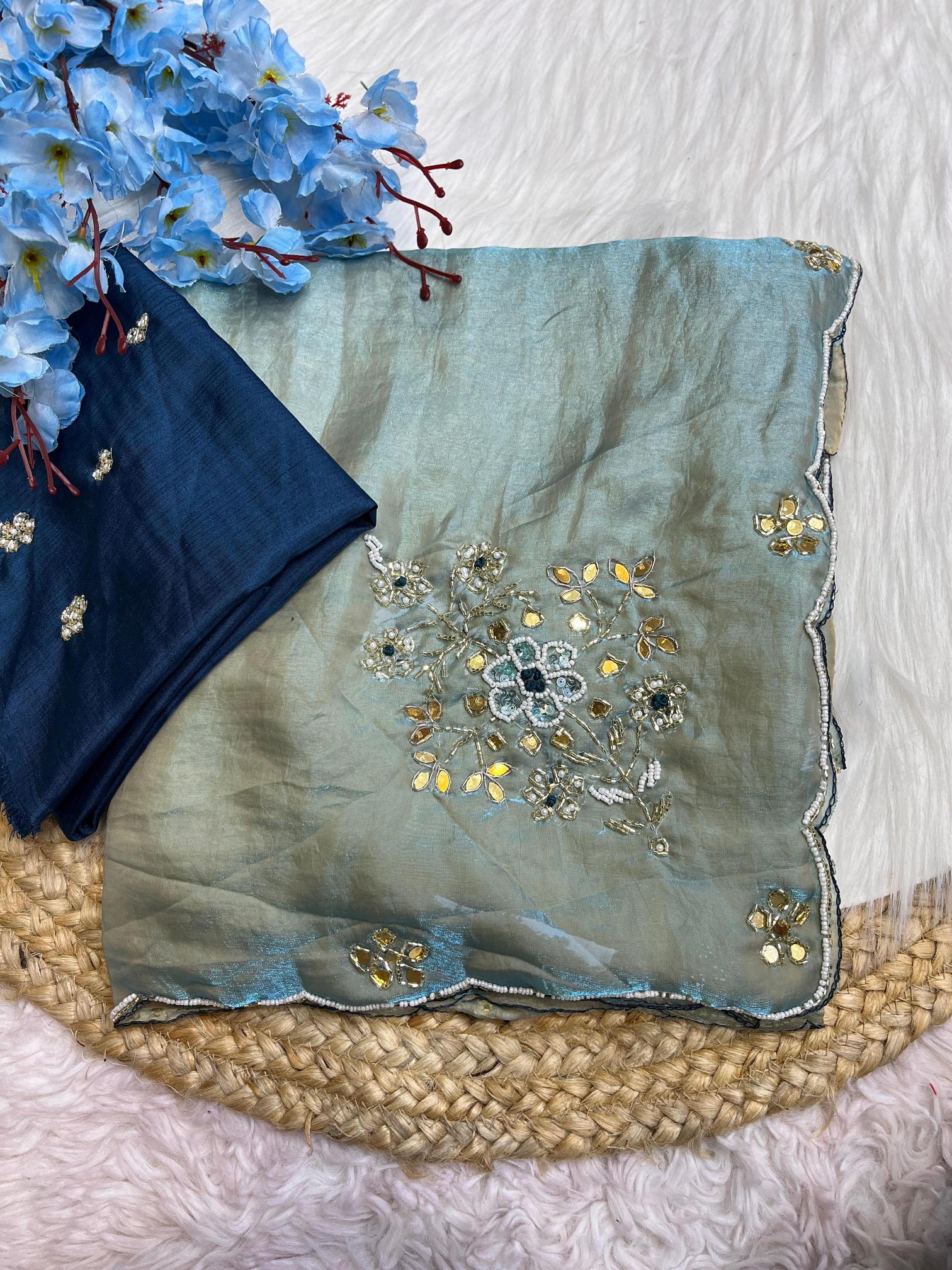 Mahaveer silks fendi satin intricate handwork butta surat saree wholesale market