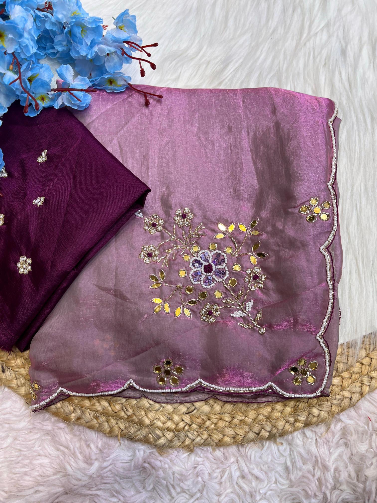 Mahaveer silks fendi satin intricate handwork butta surat saree wholesale market