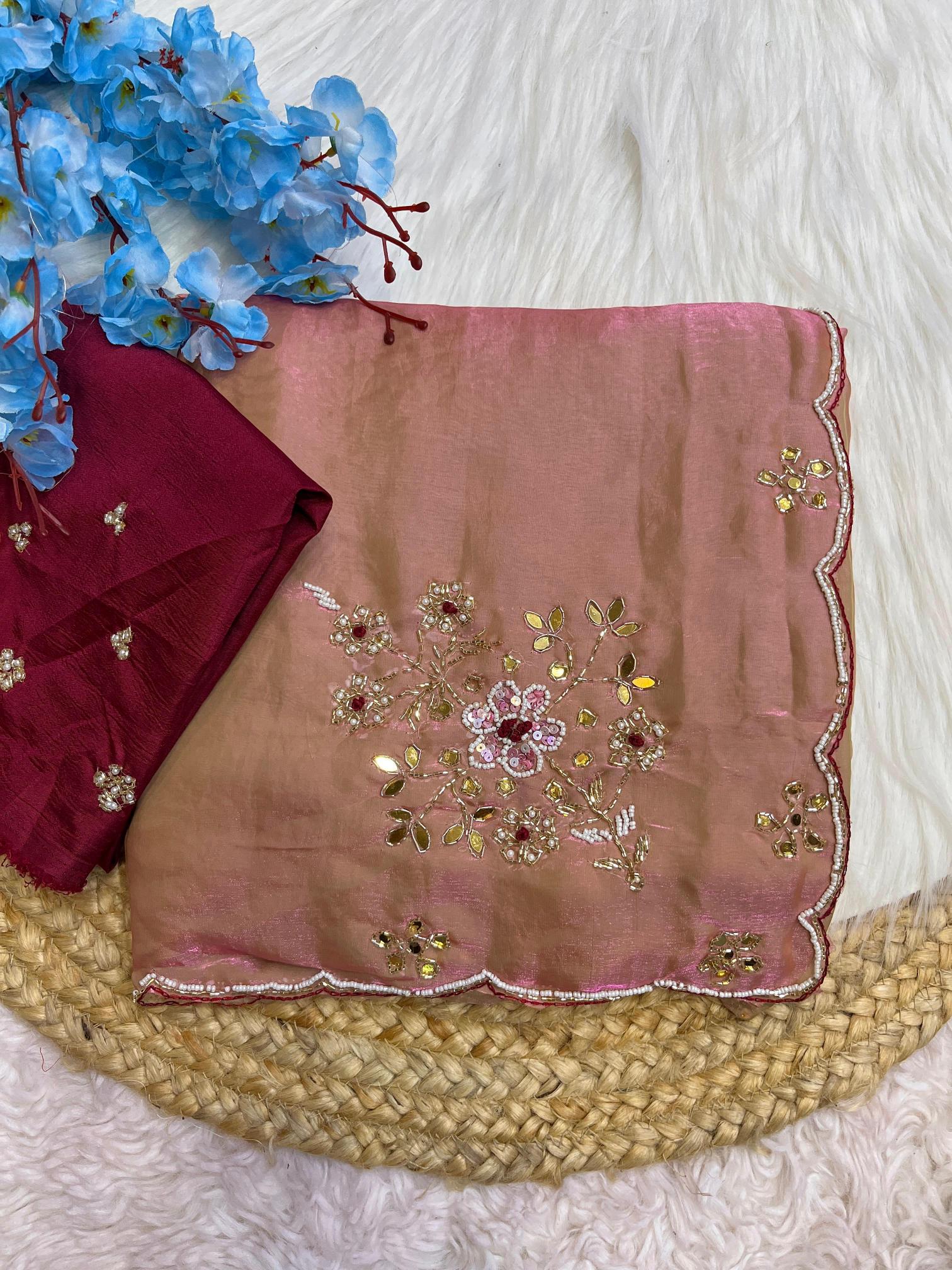 Mahaveer silks fendi satin intricate handwork butta surat saree wholesale market