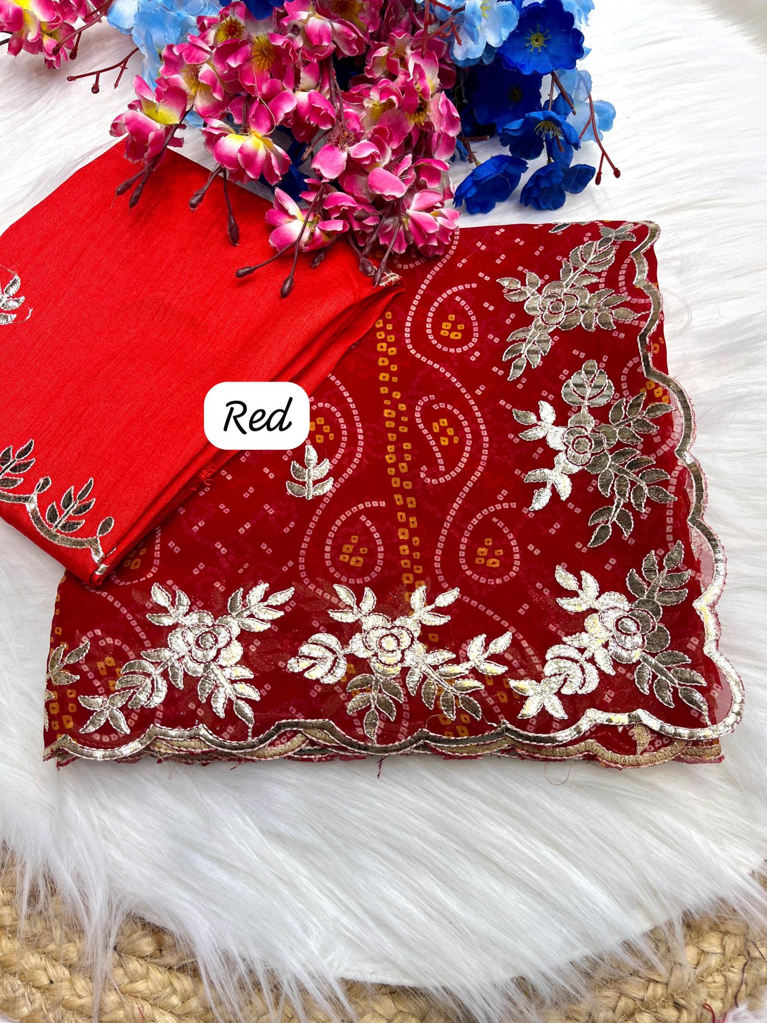 Mahaveer silks soft georgette bandej gotapatti wholesale saree market in surat with price