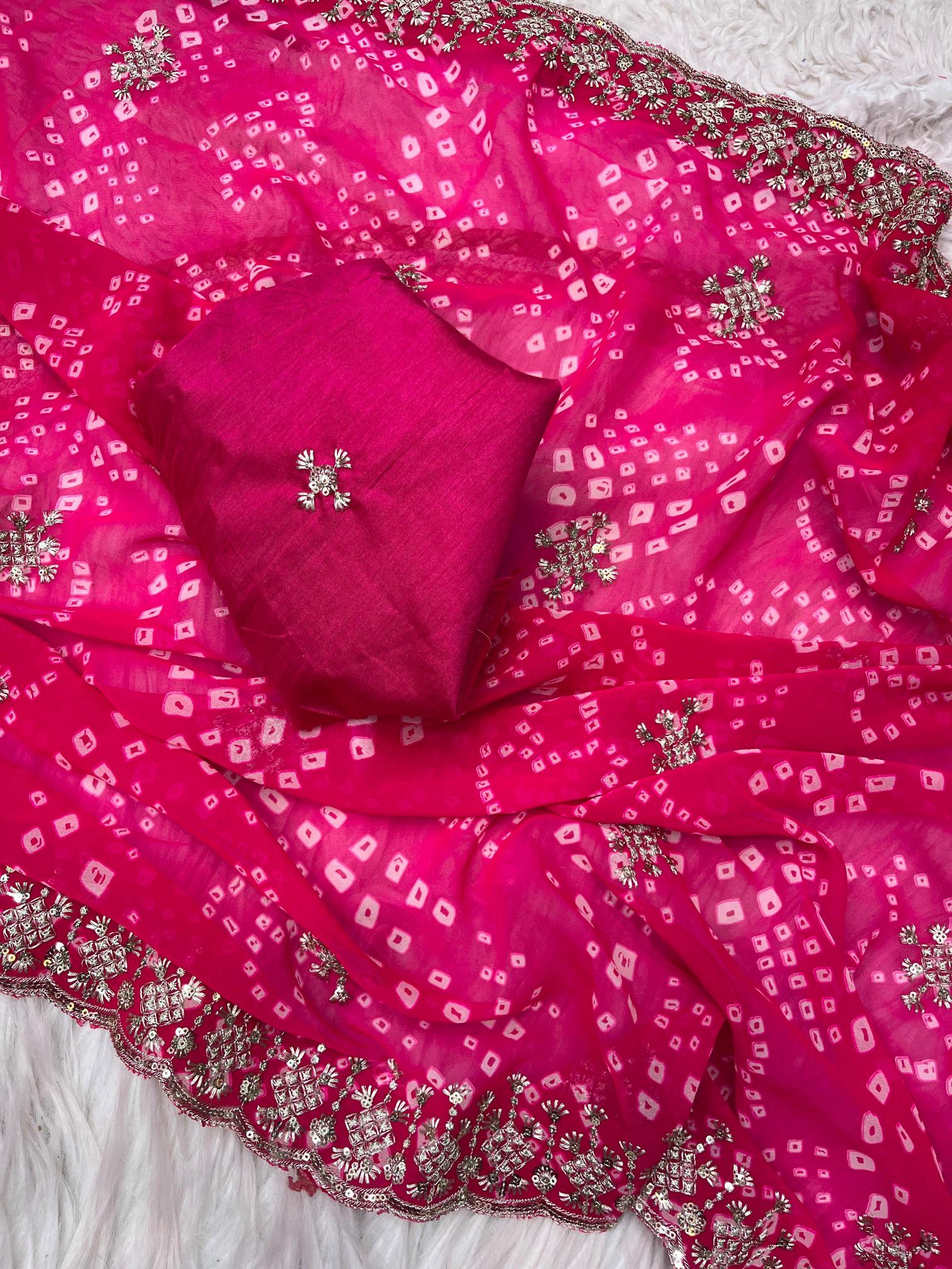 Mahaveer silks soft georgette bandej surat saree market wholesale