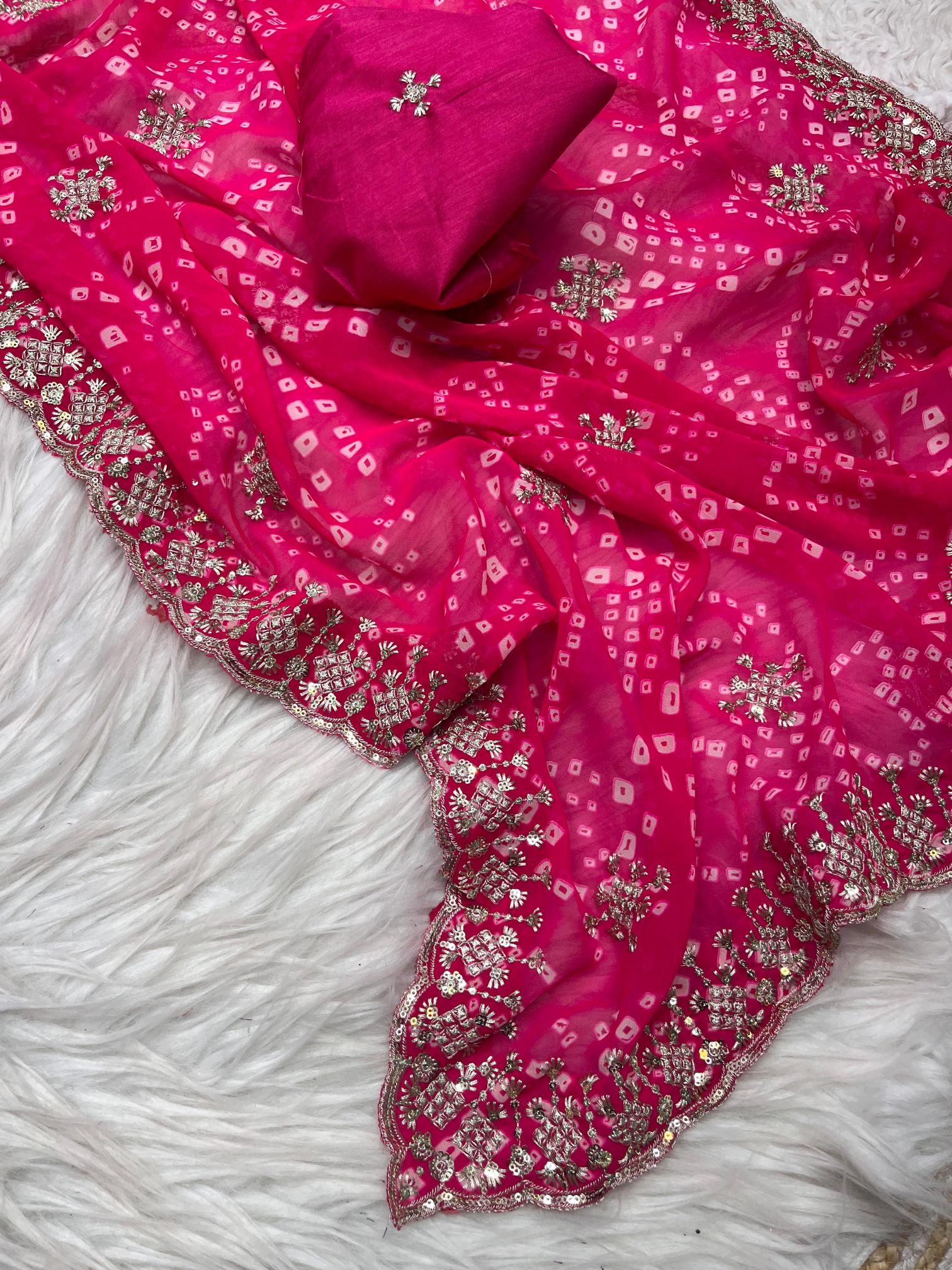 Mahaveer silks soft georgette bandej surat saree market wholesale