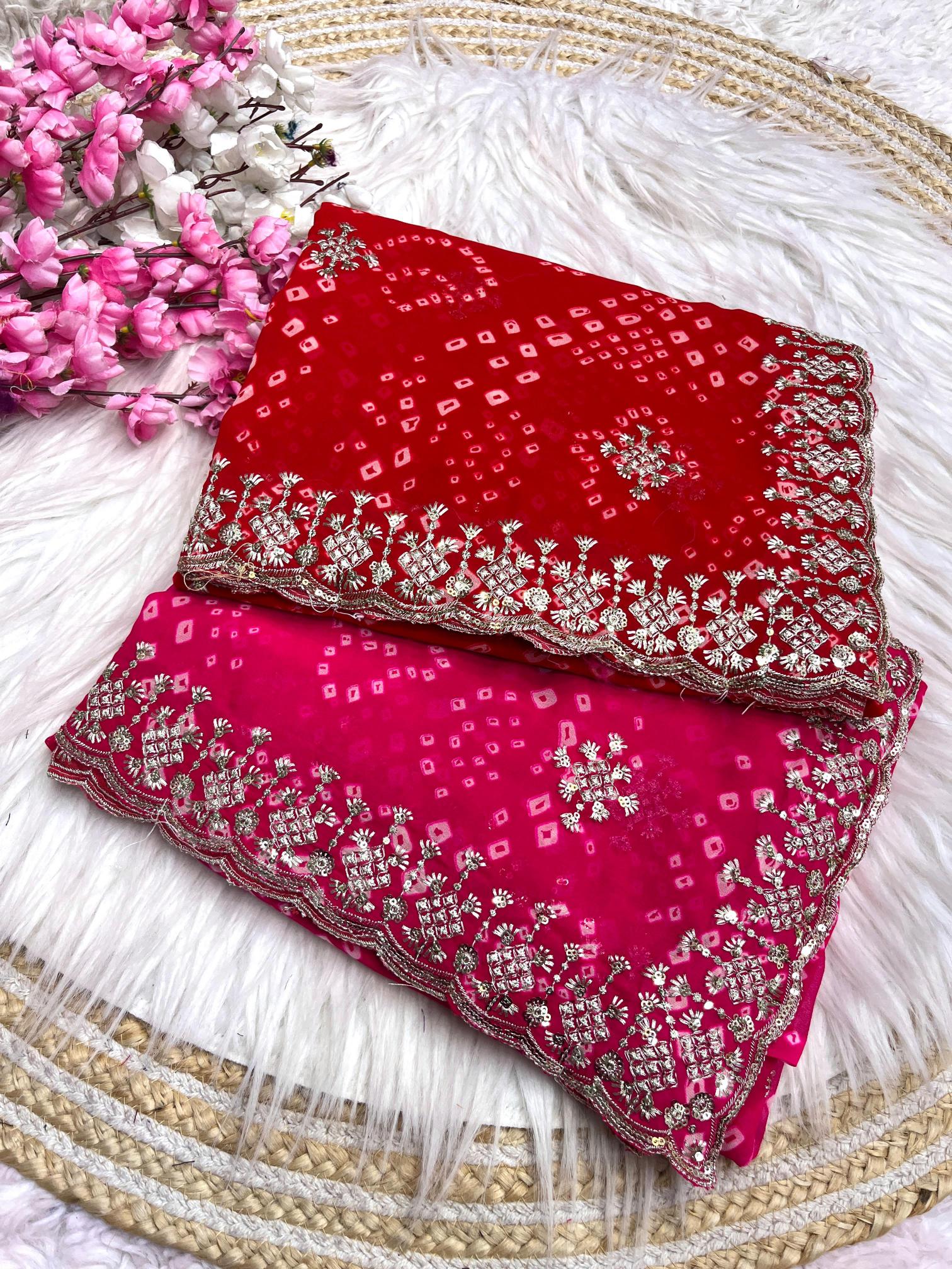 Mahaveer silks soft georgette bandej surat saree market wholesale