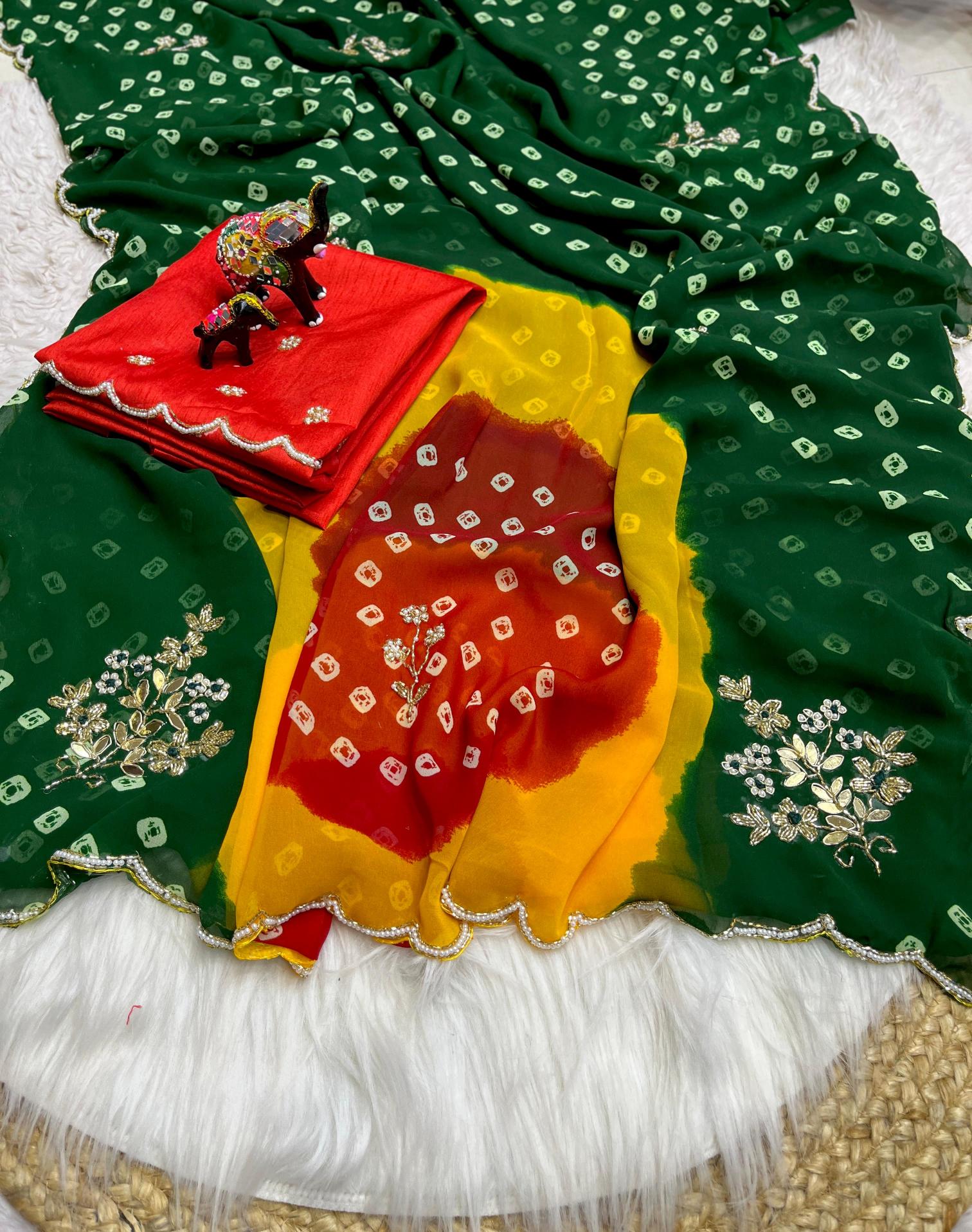 Mahavir silks soft georgette handwork khatli moti butta wholesale saree market in surat