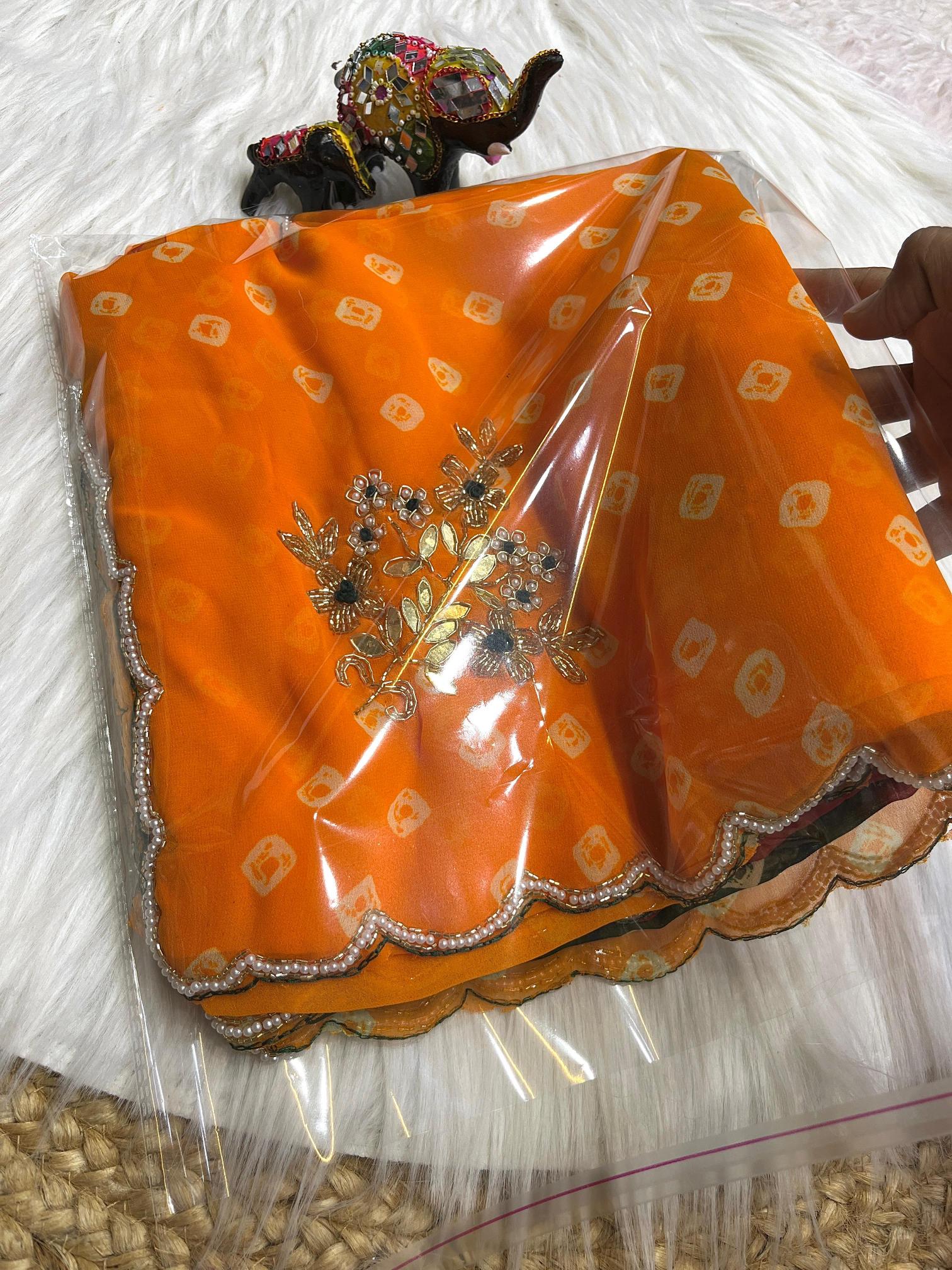Mahavir silks soft georgette handwork khatli moti butta wholesale saree market in surat