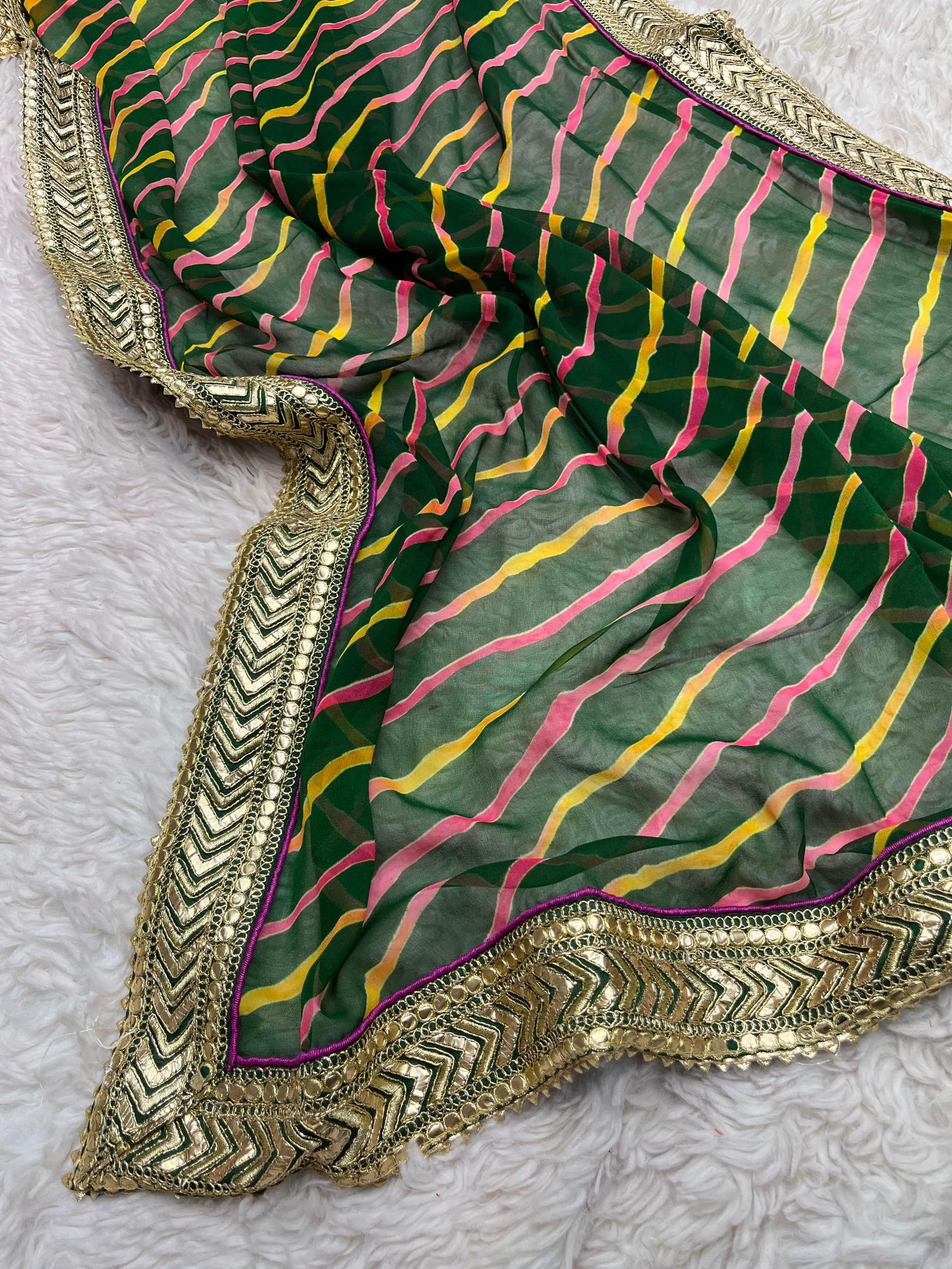 Mahavir silks soft Georgette Lehriya gotapatti surat wholesale saree market