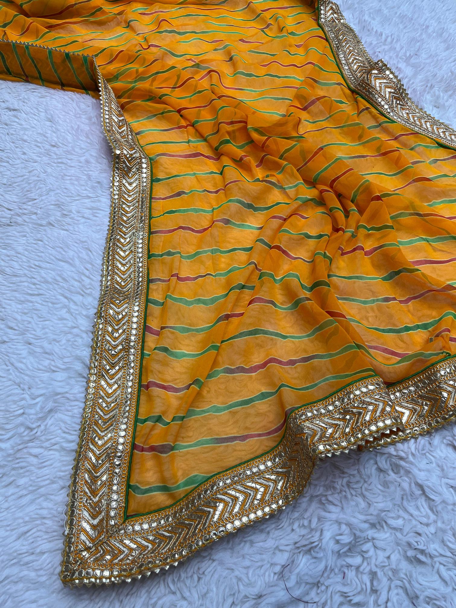 Mahavir silks soft Georgette Lehriya gotapatti surat wholesale saree market