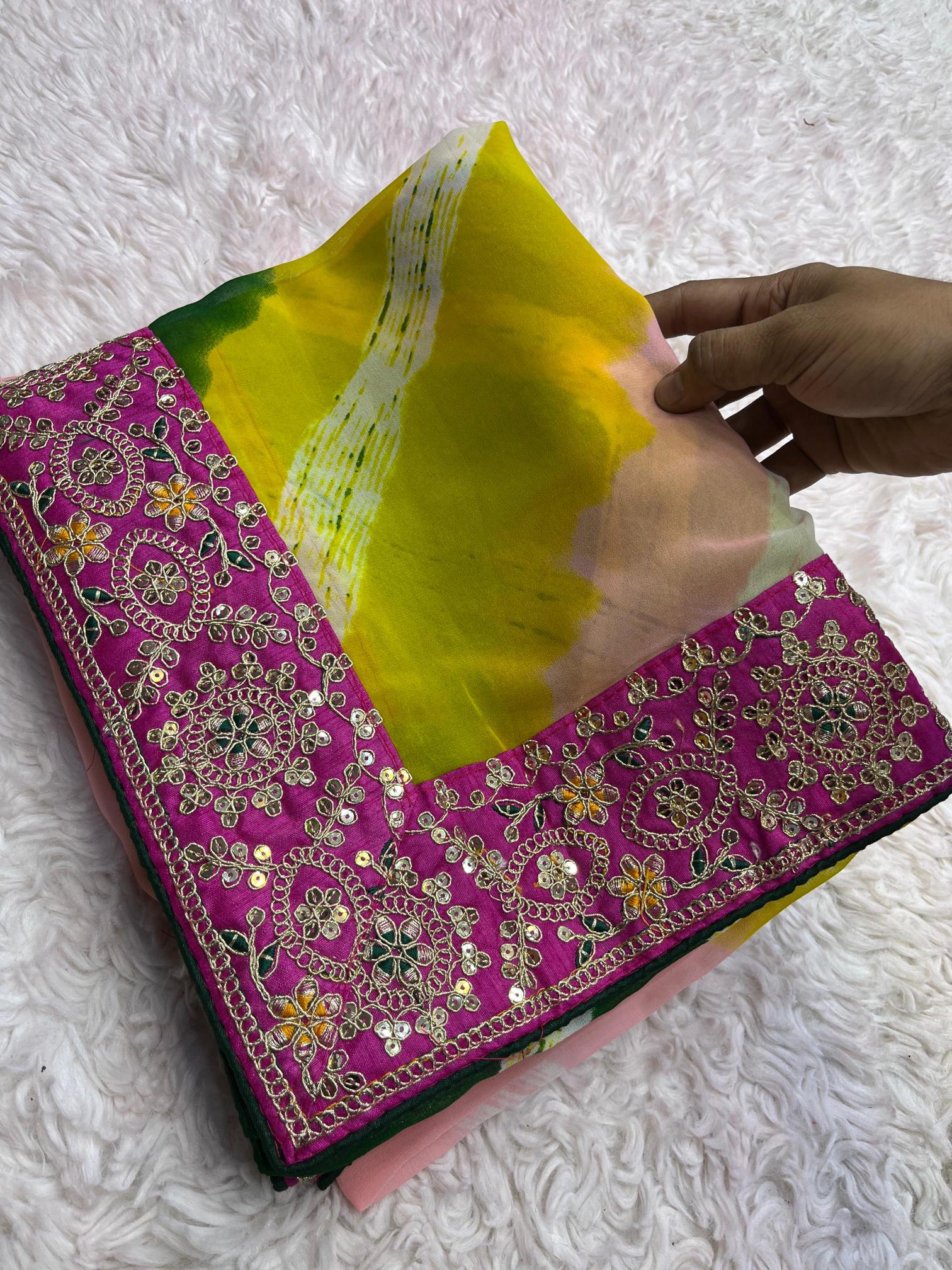 Mahavir silks soft Georgette Lehriya gotapatti surat wholesale saree market