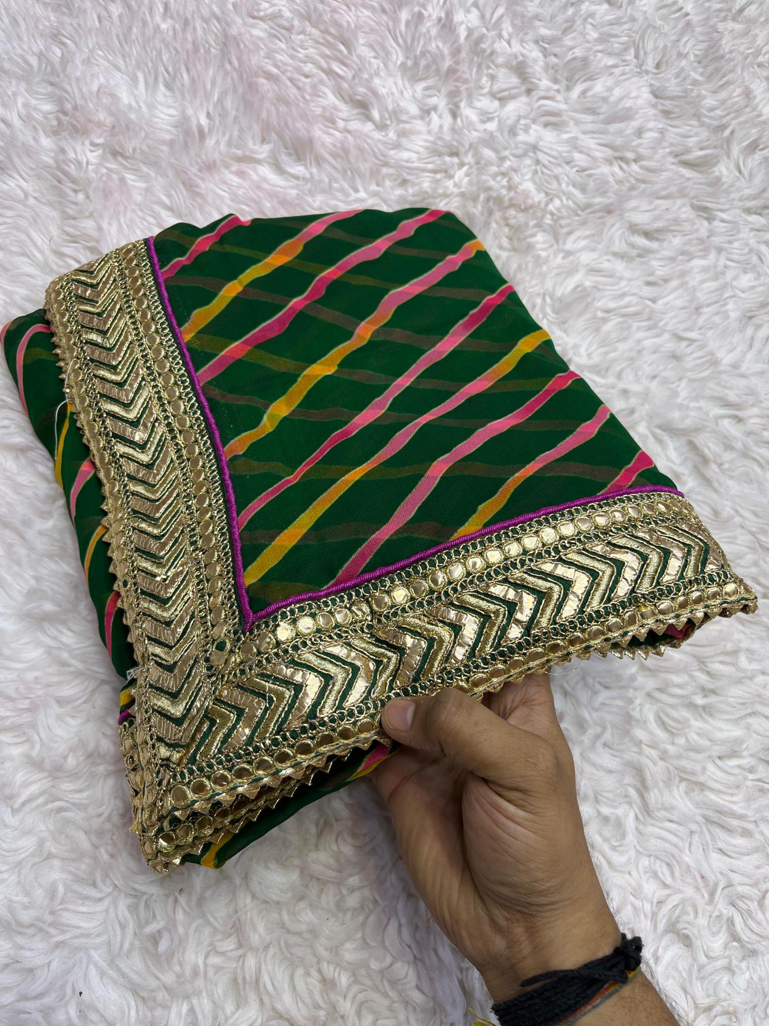 Mahavir silks soft Georgette Lehriya gotapatti surat wholesale saree market