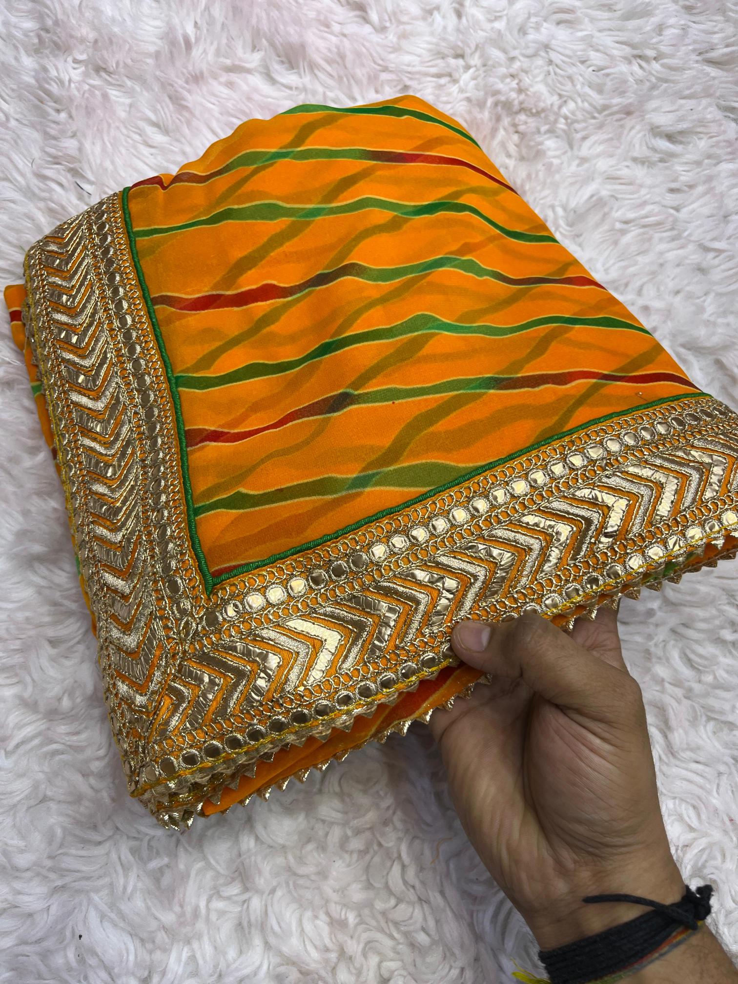 Mahavir silks soft Georgette Lehriya gotapatti surat wholesale saree market