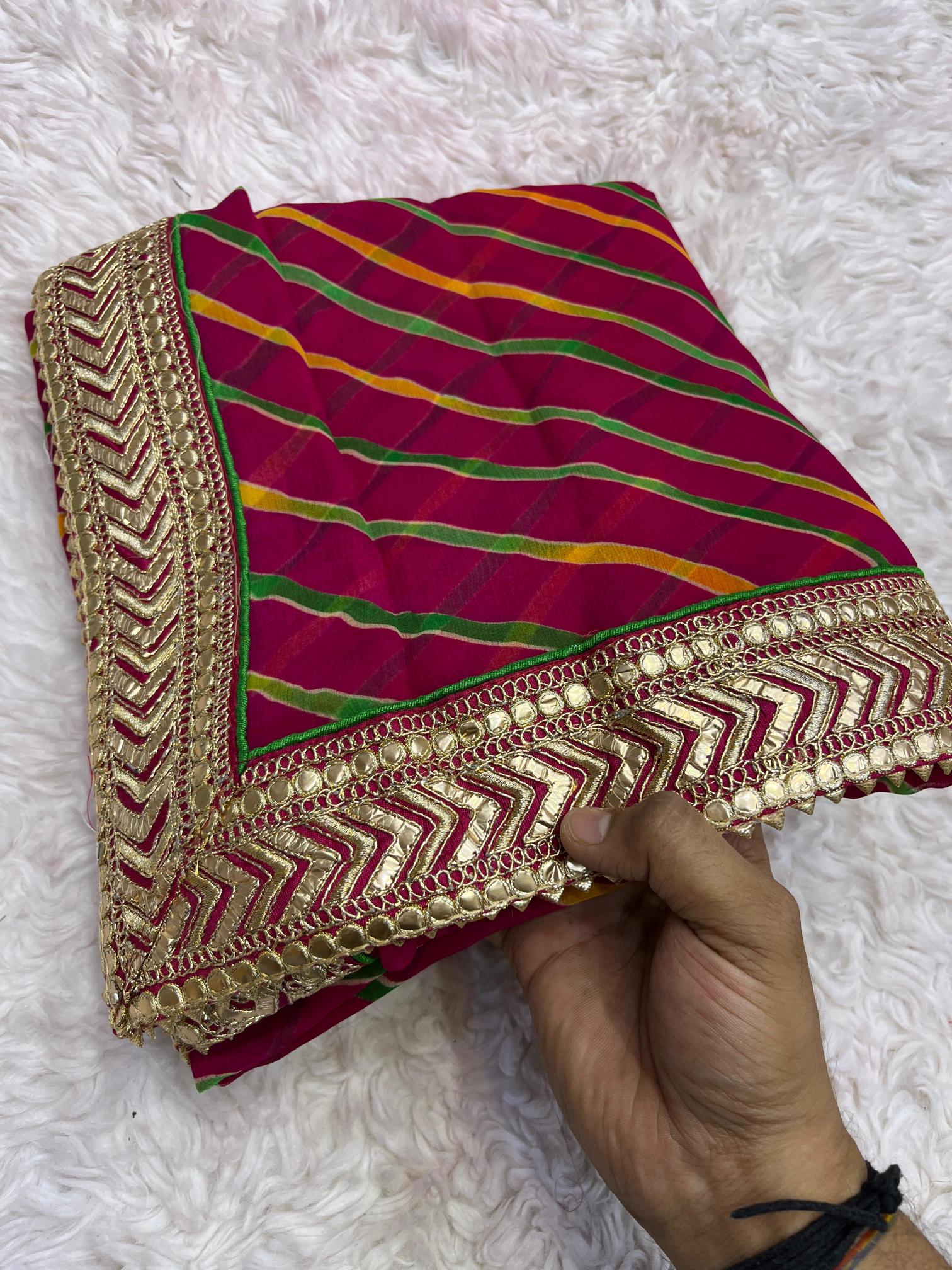 Mahavir silks soft Georgette Lehriya gotapatti surat wholesale saree market