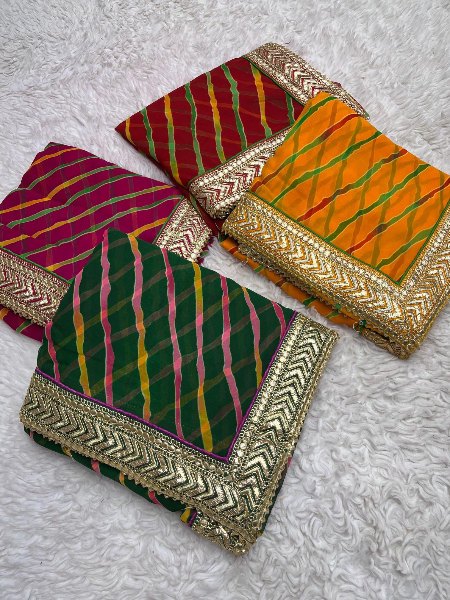 Mahavir silks soft Georgette Lehriya gotapatti surat wholesale saree market
