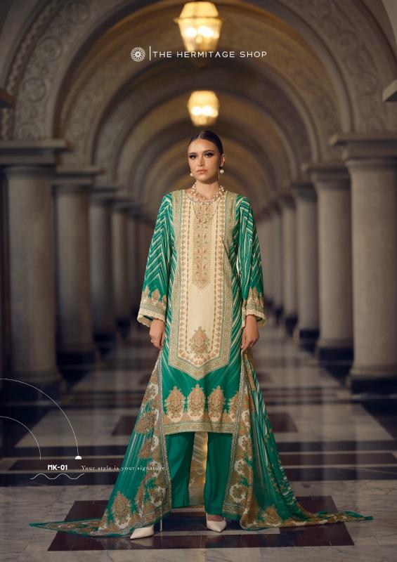Marrakesh the hermitage shop jam satin digital print unstitched dress material wholesale