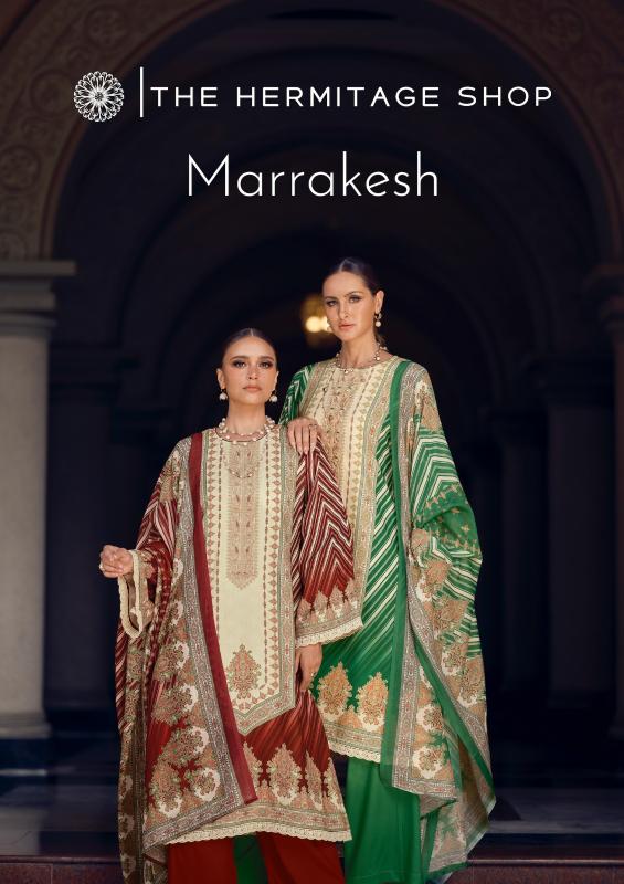 Marrakesh the hermitage shop jam satin digital print unstitched dress material wholesale