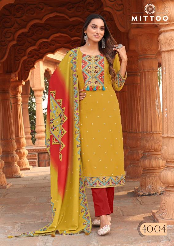 Mittoo colordrop heavy rayon top bottom dupatta kurtis manufacturers in india