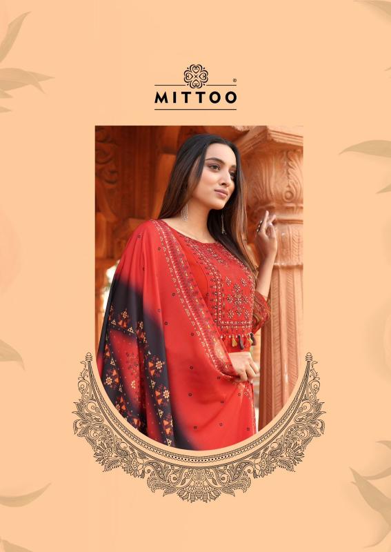 Mittoo colordrop heavy rayon top bottom dupatta kurtis manufacturers in india