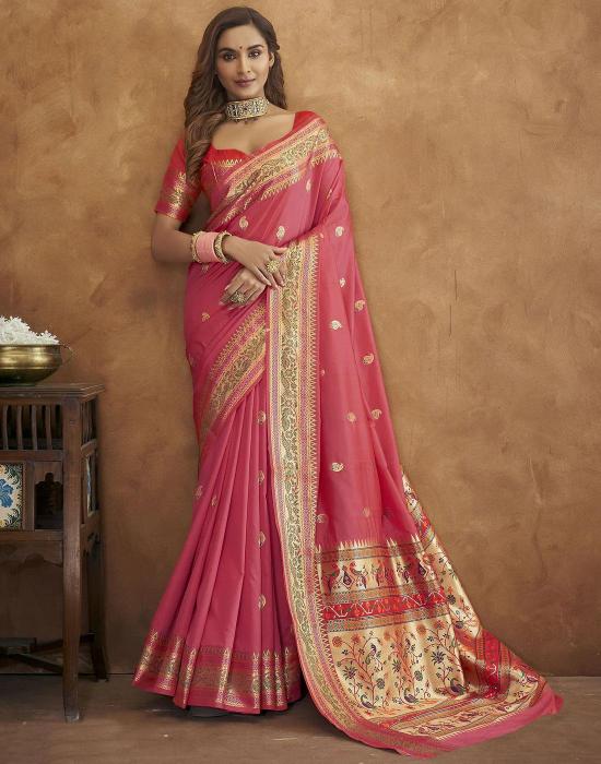 Morni paithani soft silk peacock saree & rich pallu with silk contrast blouse surat saree market
