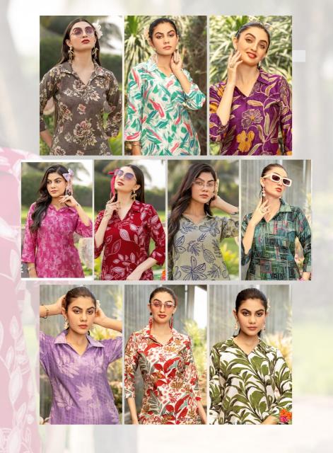 Mystic9 priya vol-1 - vertican dobby print cord set kurtis manufacturers in india