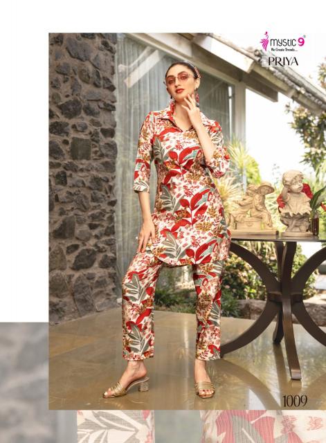 Mystic9 priya vol-1 - vertican dobby print cord set kurtis manufacturers in india