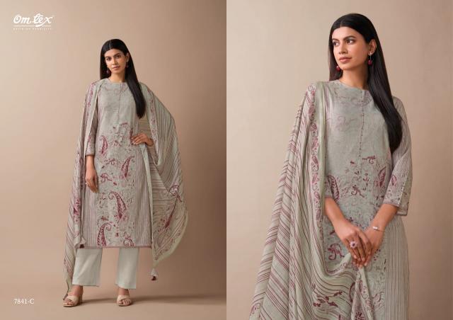 Omtex tarang vintage linen digital print pranjul dress material wholesale price