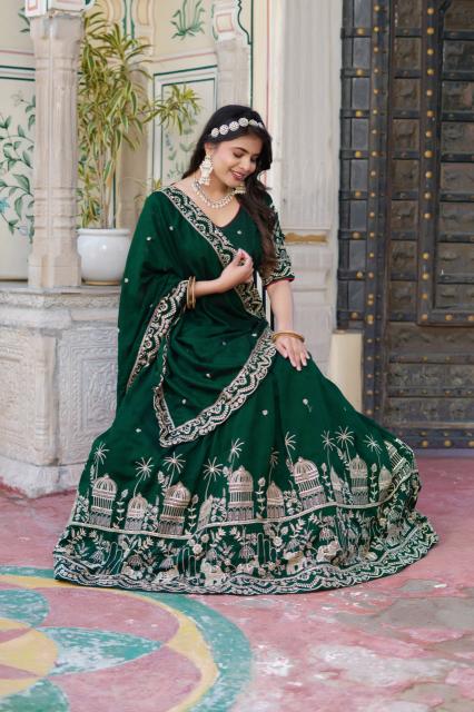 PALKHI Georgette Green Lehenga choli wholesale market